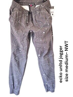 Ecko Unlimited Men's Charcoal Cotton Jogger Pants with Print - Size M - NWT
